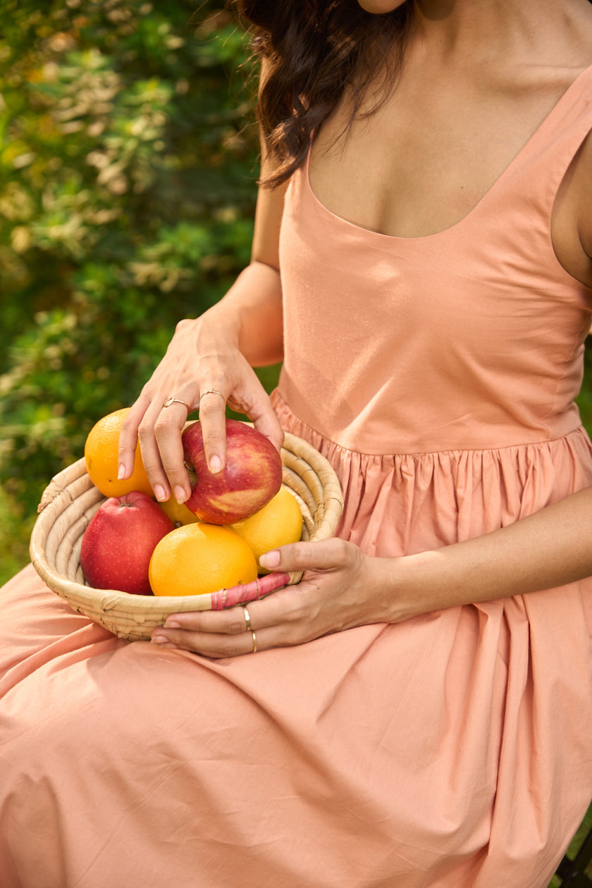 PEACH PEARL NATURALLY DYED MIDI DRESS
