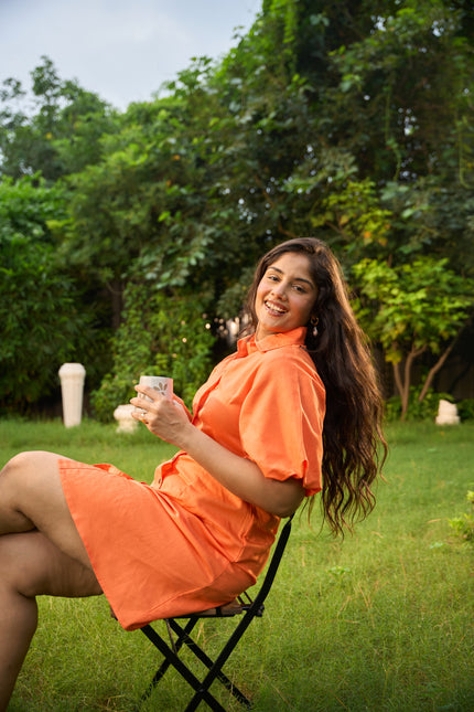 ORANGE HEMP MINI DRESS