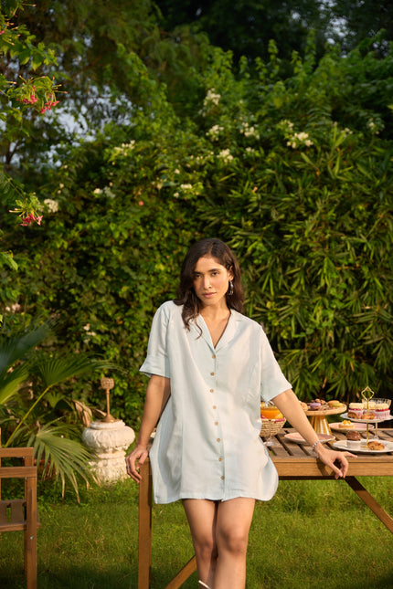 PASTEL TIDE HEMP-BAMBOO SHIRT DRESS