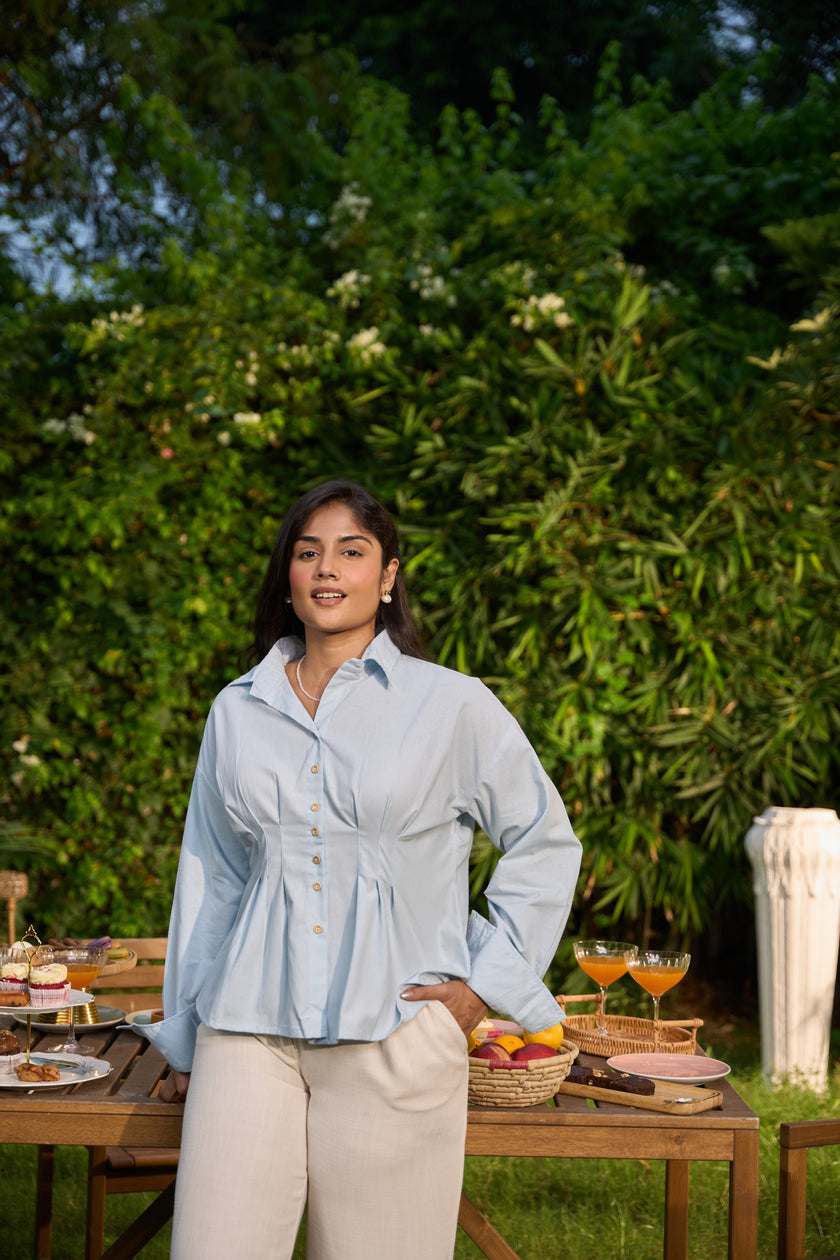 PASTEL SKY BLUE POPLIN SHIRT