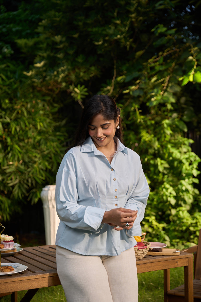 PASTEL SKY BLUE POPLIN SHIRT
