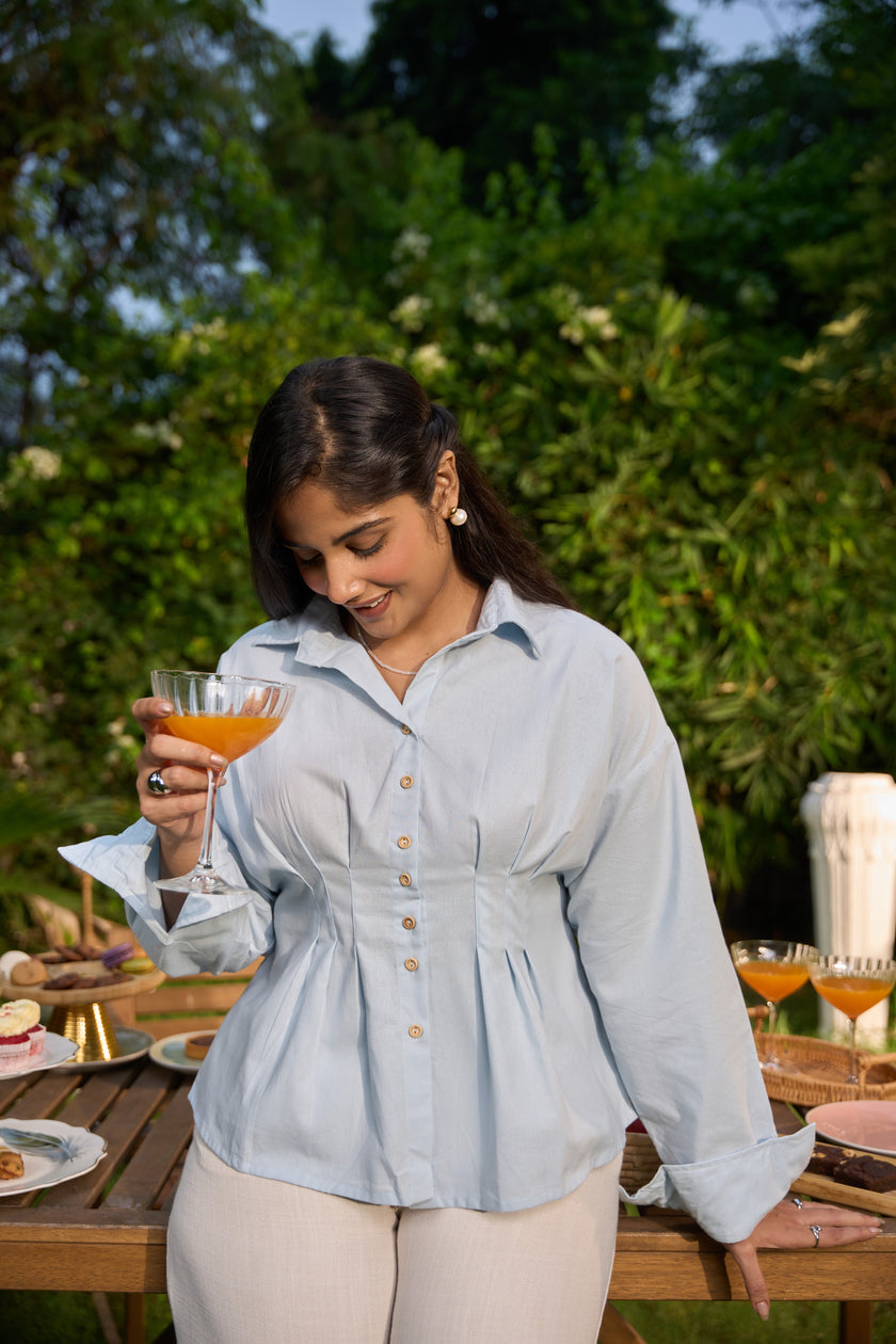 PASTEL SKY BLUE POPLIN SHIRT