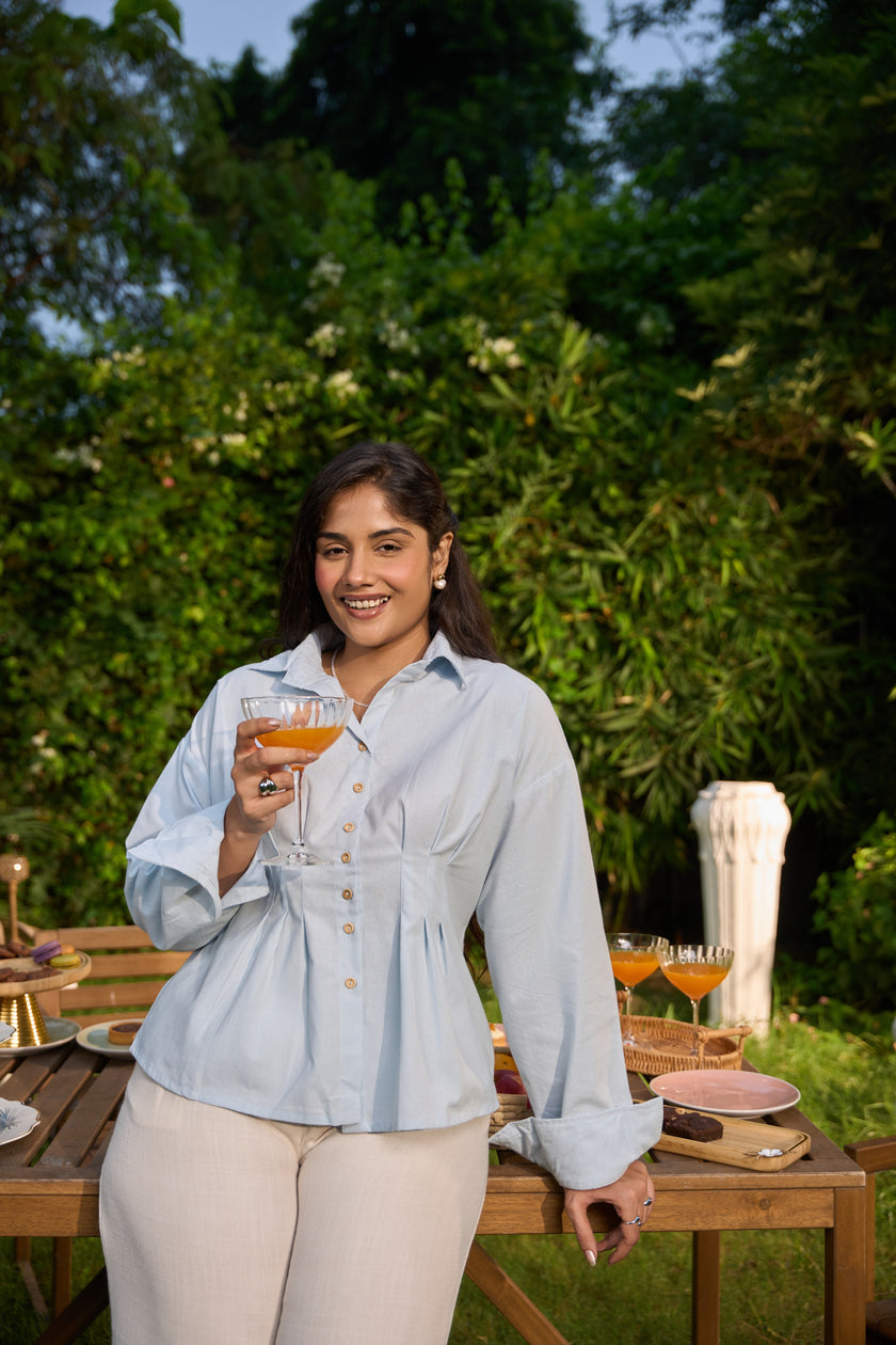 PASTEL SKY BLUE POPLIN SHIRT