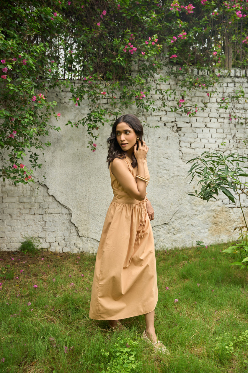 POMO CLAY – 20s POPLIN MAXI DRESS (NATURALLY DYED)