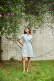MISTY AQUA NATURALLY DYED MINI DRESS