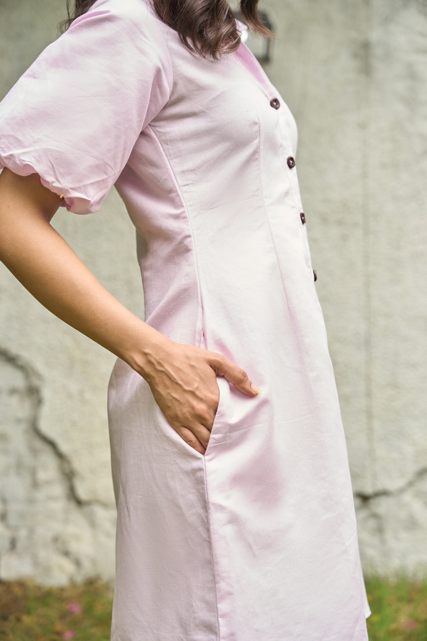POWDER PINK HEMP MINI DRESS