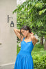 SUNLIT SAPPHIRE ORGANIC SMOCKED MIDI DRESS