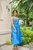 SUNLIT SAPPHIRE ORGANIC SMOCKED MIDI DRESS