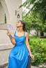 SUNLIT SAPPHIRE ORGANIC SMOCKED MIDI DRESS