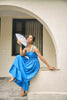 SUNLIT SAPPHIRE ORGANIC SMOCKED MIDI DRESS