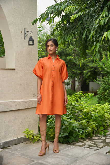 ORANGE HEMP MINI DRESS