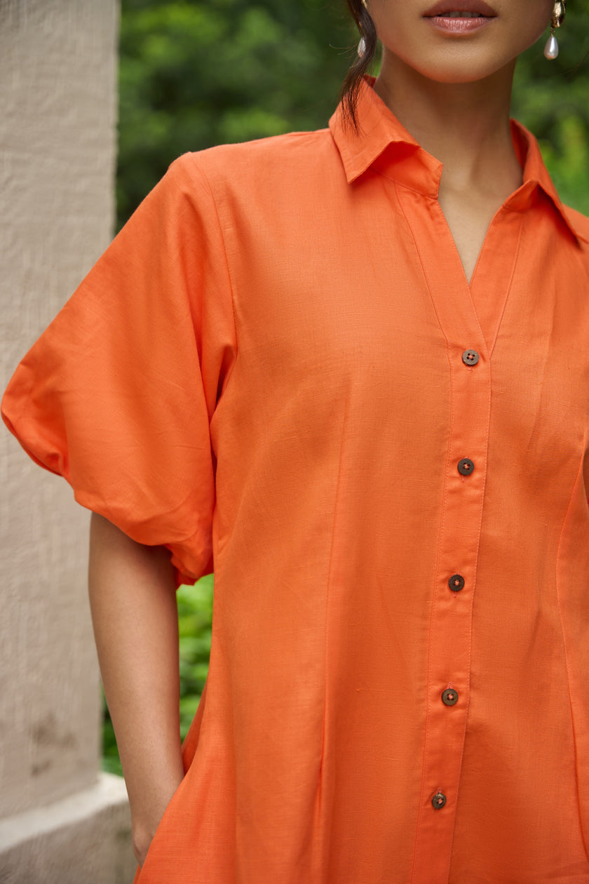 ORANGE HEMP MINI DRESS
